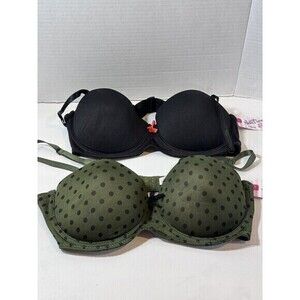 Women's Wallflower Padded Bra's Set Of 2- 36C Black & Green